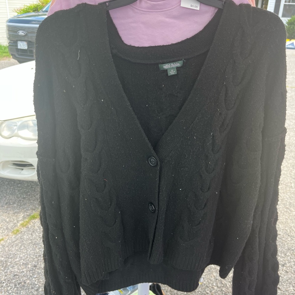 Wild Fable Black Cardigan Sweater Classic Knit